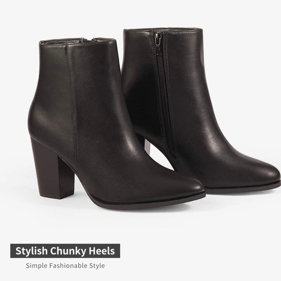 NWT Wool + Pepper Co. Thick Heeled Ankle Booties - Black - Picture 3 of 6